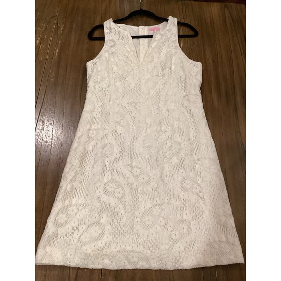 Lilly Pulitzer Augusta Shift sleeveless mini Dress White Lace size 10 - Picture 5 of 10